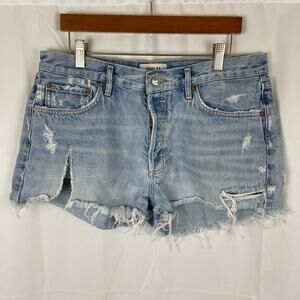 Agolde Parker Cut Off Shorts Blue Denim Button Fly Vintage Size 30 (Fits 32)